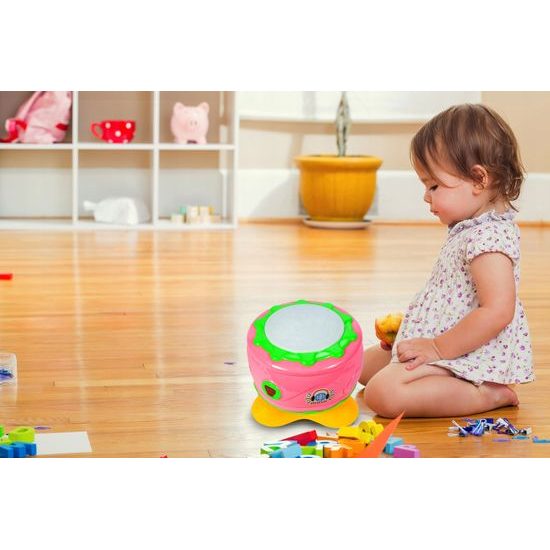 Interaktivní bubínek se zvuky a světly Drum Set růžový