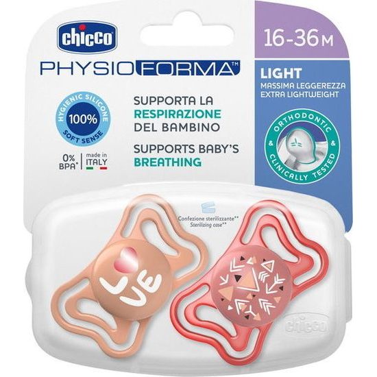 Silikonový dudlík Physio Light 16m, 2ks růžový