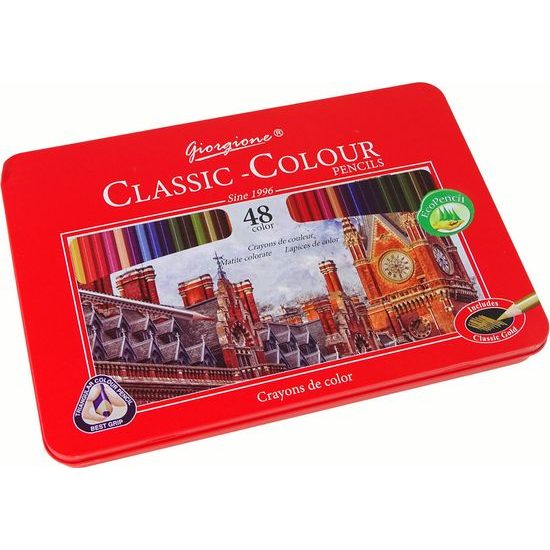 Sada 48 uměleckých pastelek v kovové nádobě