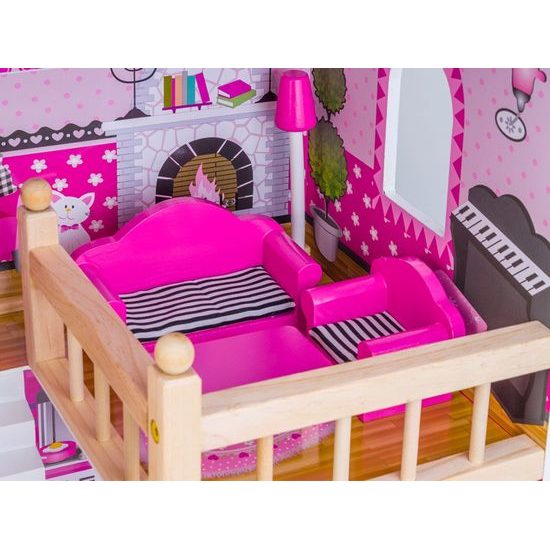 Dřevěný 2 patrový domeček pro panenky s bazénem rezidence Jenny