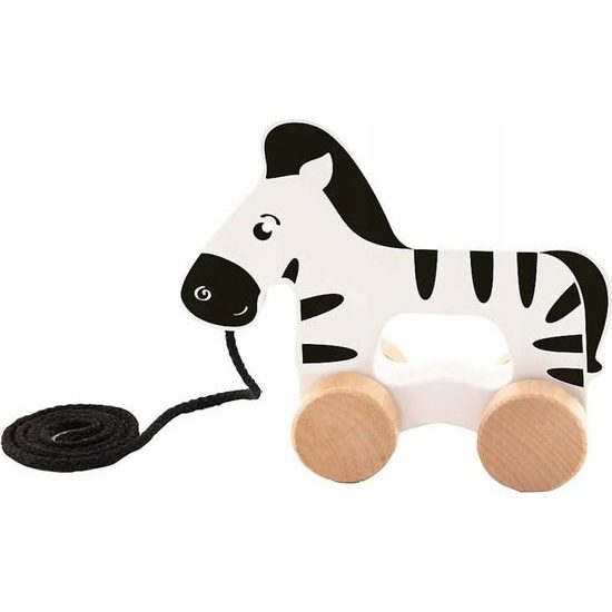 TREFL Edukační dřevěná tahací hračka Zebra
