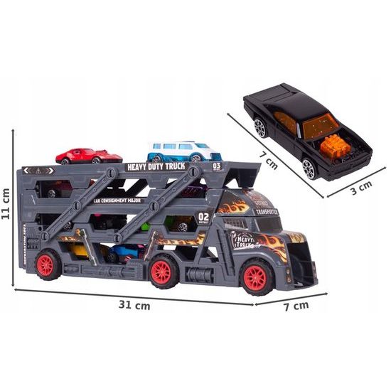 Odtahové auto s 8 autíčky a skluzavkou Heavy Truck šedé
