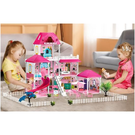 XXL domeček pro panenky Luxury Villa s příslušenstvím + 2 panenky