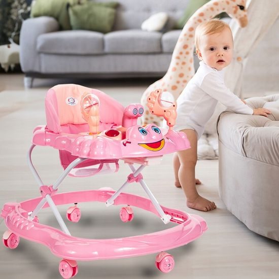 Dětské vzdělávací chodítko Laugh Walker růžové