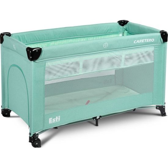 Dětská cestovní postýlka CARETERO ESTI se stahovací bočnicí mint