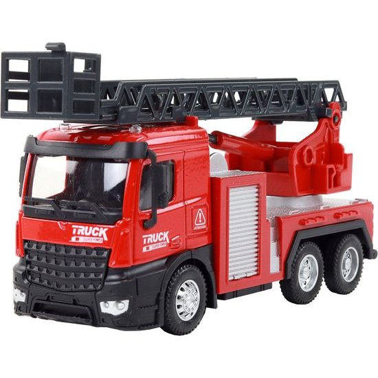 Hasičské auto s výsuvným žebříkem červené
