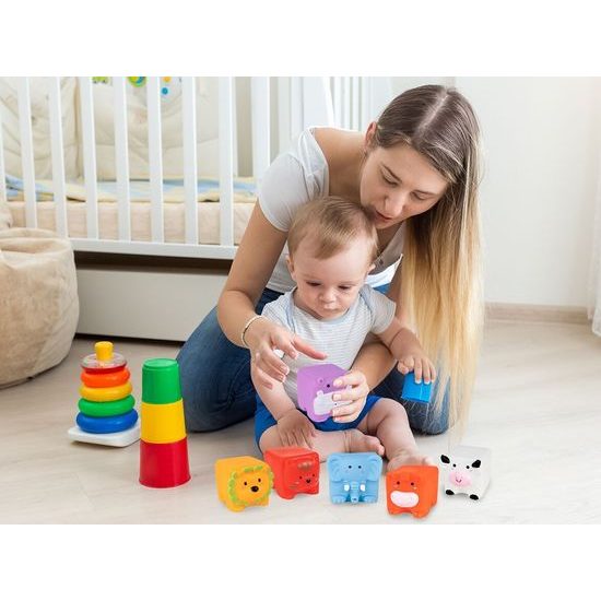 Senzorické kostky se zvířátky pro nejmenší Bath Toys 6 kusů