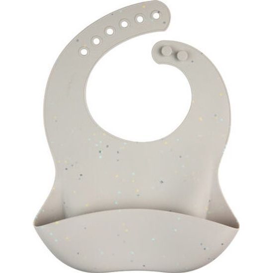 Canpol babies Silikonový bryndák s kapsou DOTS šedý