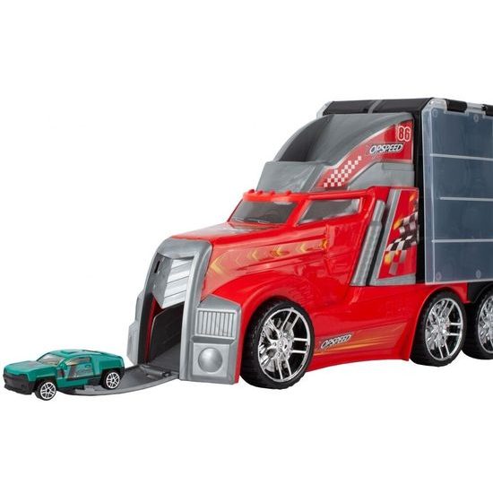 Nákladní auto s 11 autíčky, skluzavkou a podložkou Race Truck