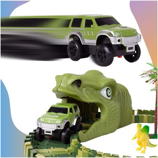 Autodráha s autíčkem na baterie a dinosaury 240 dílků Dino Track
