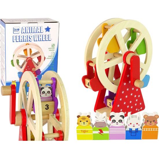 Dřevěné ruské kolo s figurkami zvířat