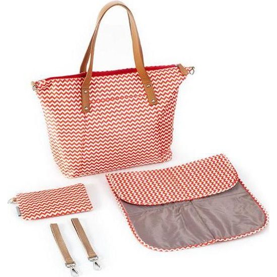 Canpol babies Přebalovací taška ke kočárku - červená/zigzag