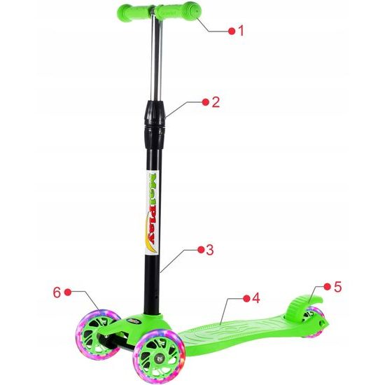 Dětská koloběžka Glow Scooter se svítícími koly zelená