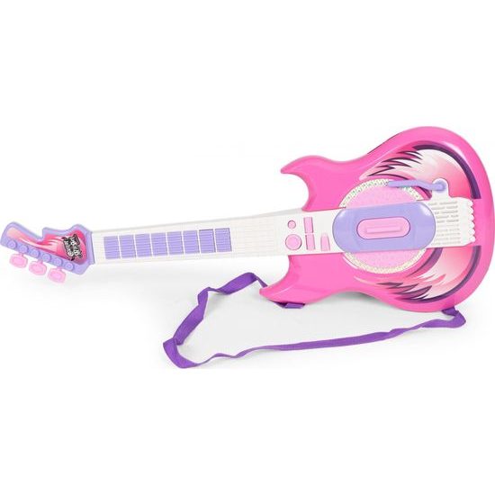 Dětská elektronická kytara se stativem a mikrofonem Guitar Micset - růžová