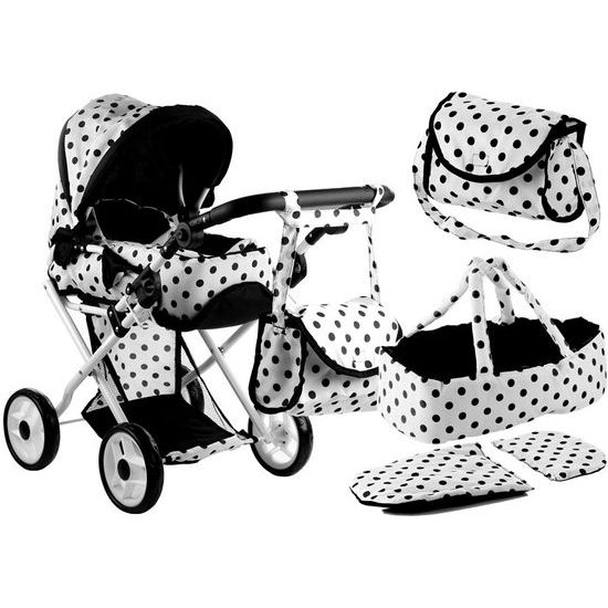 Alice kočárek pro panenky 9346 kombinovaný černo-bílý