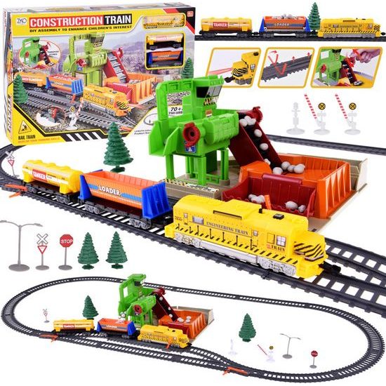 Dětská vláčkodráha na baterie s kamenolomem Construction Train 320 cm