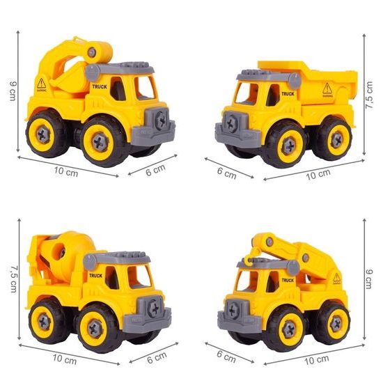 Sestava 4 šroubovacích autíček DIY Cars