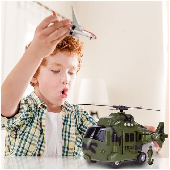 Interaktivní vojenská helikoptéra se světly a zvuky Army Rescue 1:16