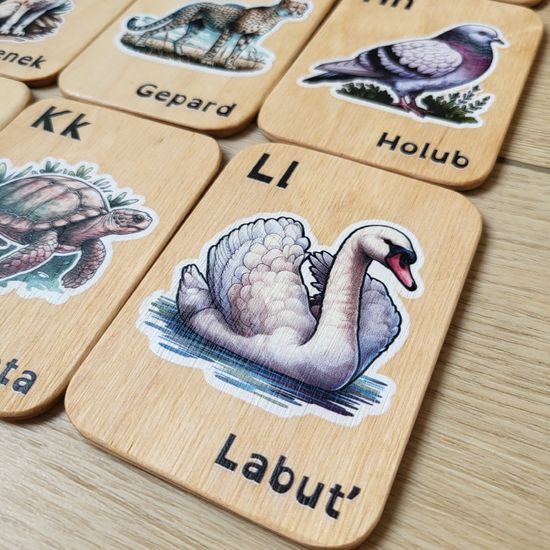 Barevné abecední karty - zvířata