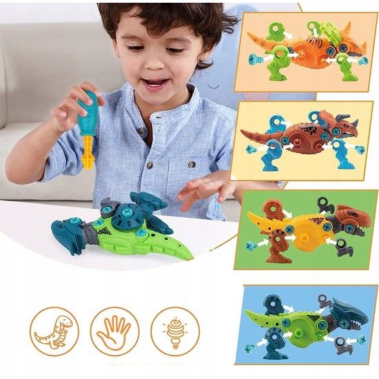 Šroubovací dinosauři s vrtačkou na baterie Take Apart
