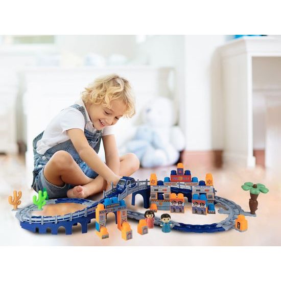 Policajná vláčikodráha so svetlom a zvukom Police Trail 65 súčasťí