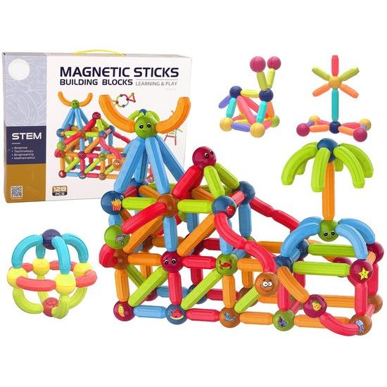 Magnetická stavebnice Magnetic Sticks 128 dílků