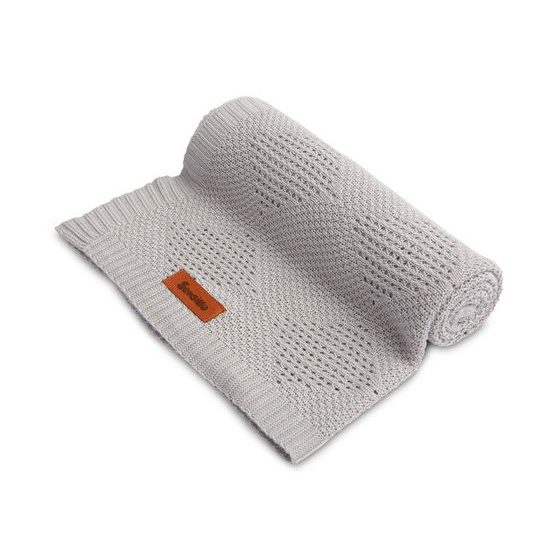 Sensillo Dětská pletená bambusová deka do kočárku 100x80 cm šedá
