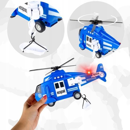 Interaktivní helikoptéra se světly a zvuky City Rescue 1:16 modrá