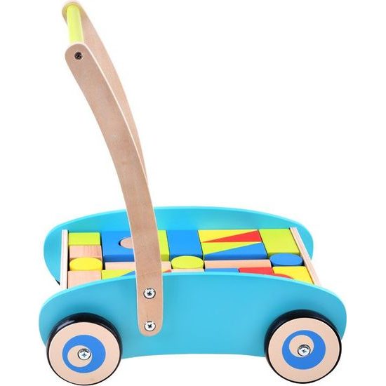 Dřevěné odstrkovadlo, chodítko, kočárek s kostkami