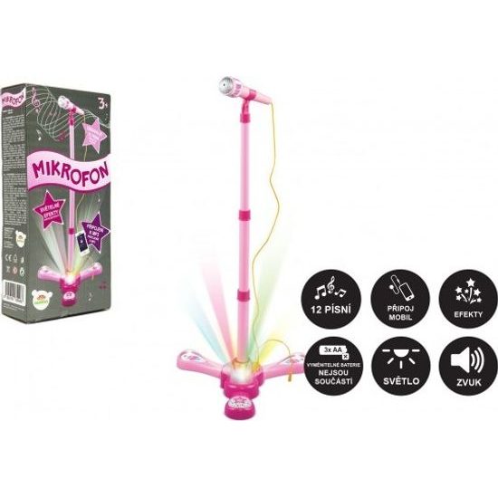 Mikrofon karaoke růžový - na baterie