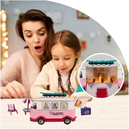 Autobus pro panenky s přívěsem a příslušenstvím Fashion Car