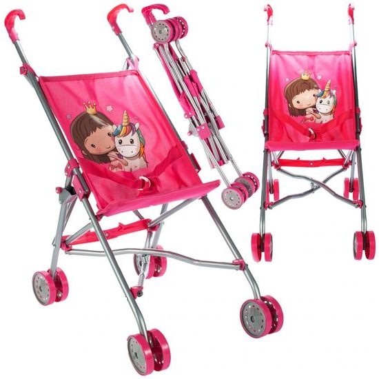 Golfový kočárek pro panenky Unicorn růžový