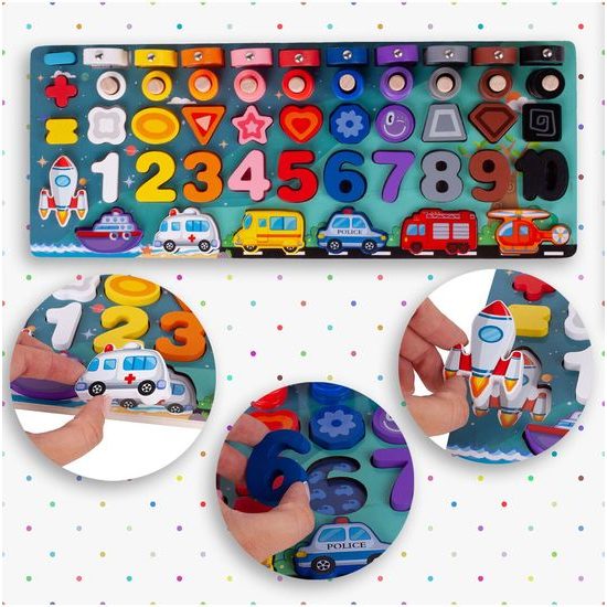 Dřevěná vkládačka pro děti 5v1 Matching Board