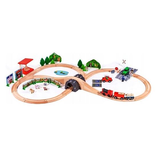 Doris dřevěná vláčkodráha na baterie 90 dílků