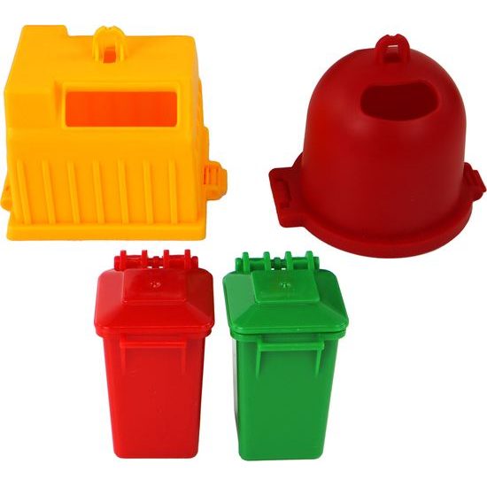 Popelářské auto s přívěsem a doplňky zelené