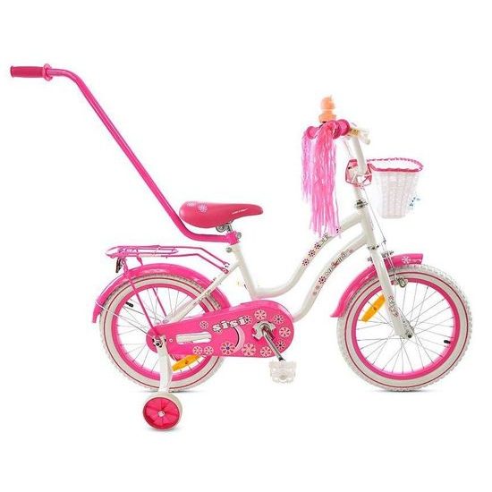 Mexller dětské kolo SISI 16" s vodící tyčí bílorůžové