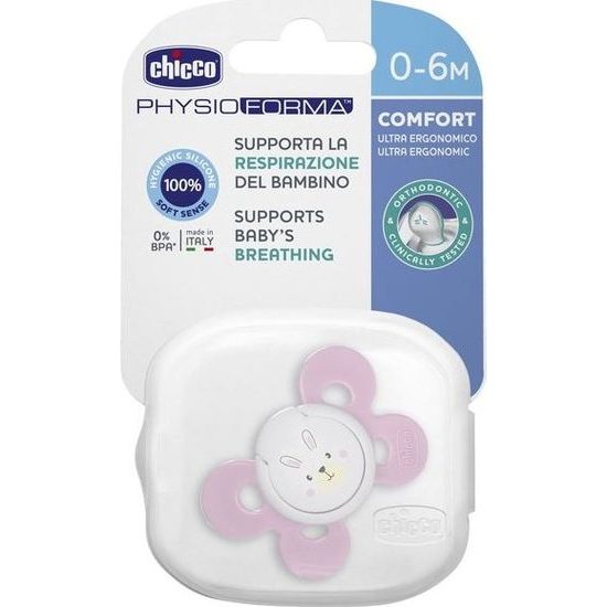 CHICCO Dudlík celosilikonový Physio Comfort 0-6m 1ks dívka
