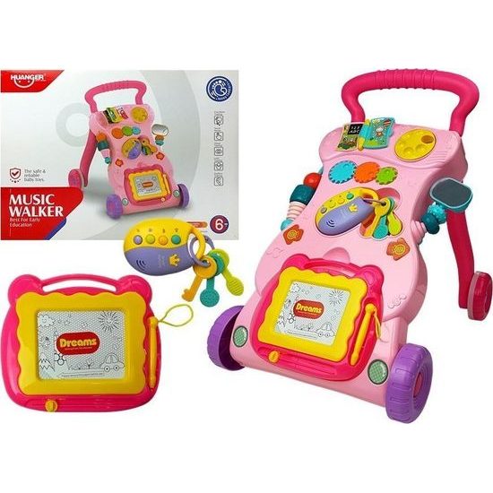 Dětské odrážedlo s interaktivní tabulí - růžové