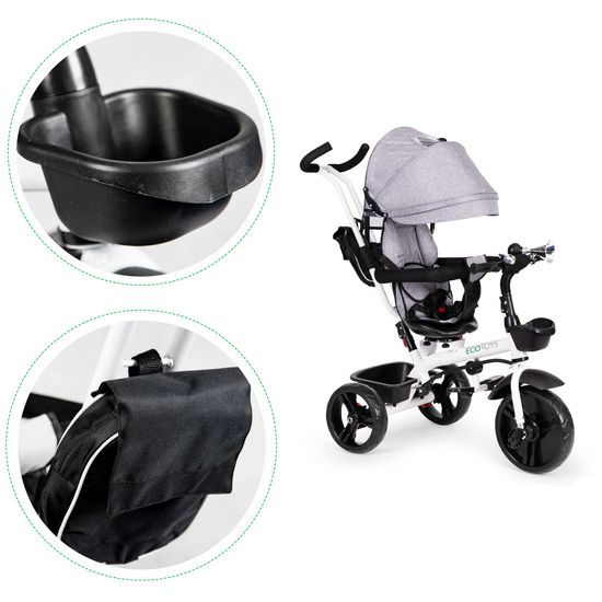 Ecotoys dětská tříkolka s otočným sedadlem S-Trike šedá