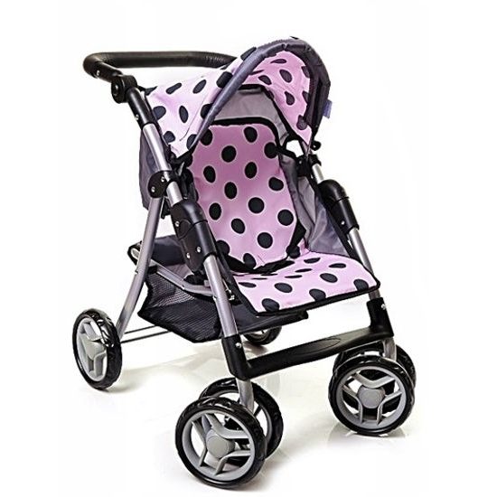 Doris sportovní kočárek pro panenku 9352 světle růžový s puntíky