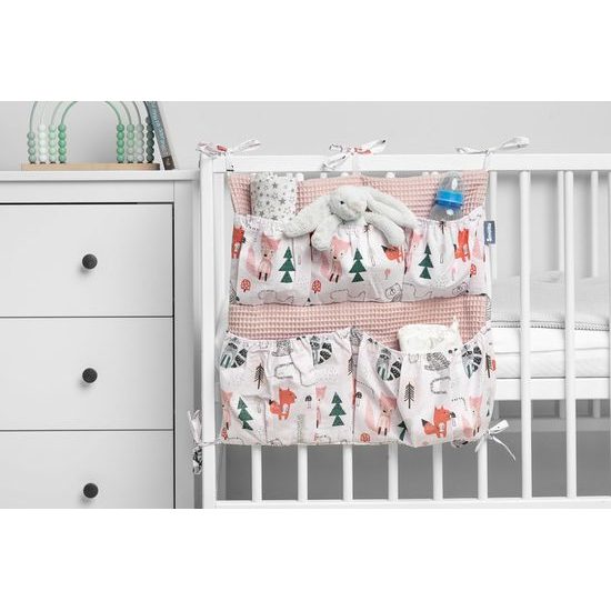 Kapsář na postýlku Wafel lišky růžový