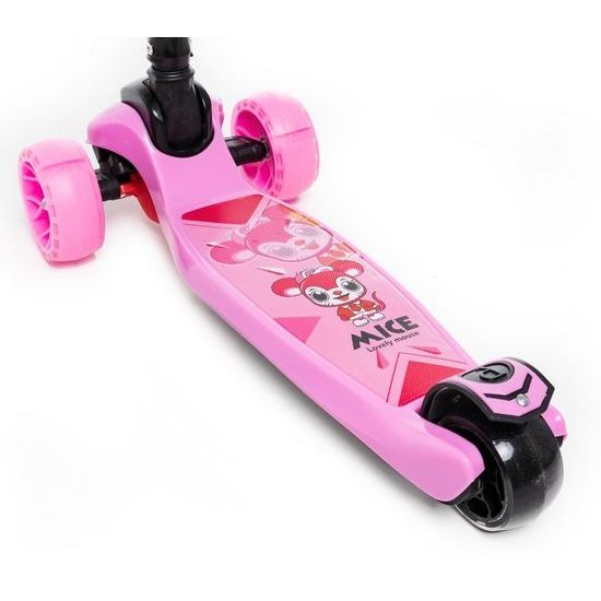 Majlo Toys dětská koloběžka růžová Myška se svítícími koly