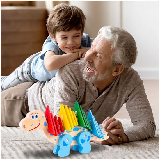 Dřevěná ukládačka pro děti Dinosaurus