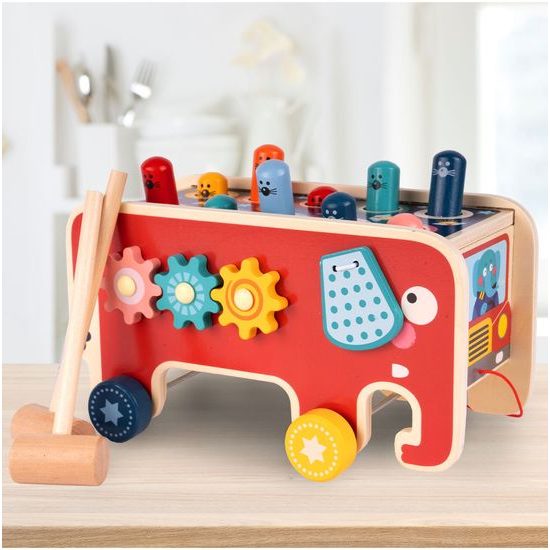 Doris dřevěná edukační kostka se zatloukačkou