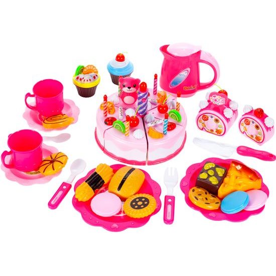 Ecotoys narozeninová sada Dort růžová 80 součástí