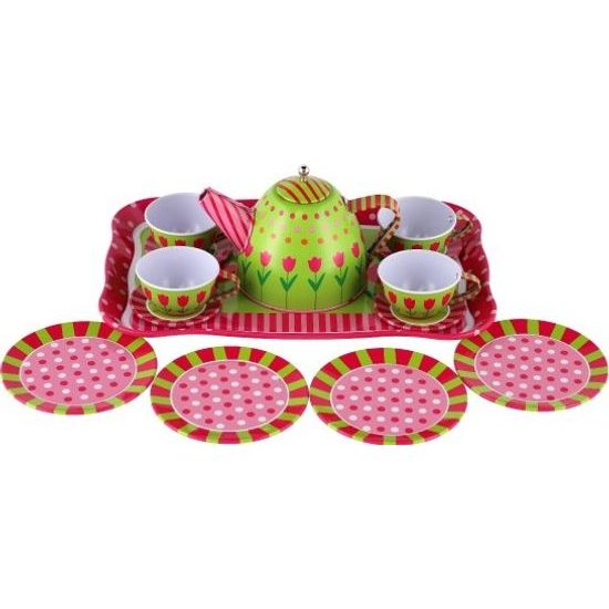 Čajová sada nádobí 14ks - mix 4 barvy