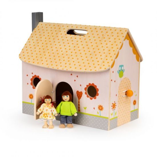 Ecotoys drevený rozkladací domček pre bábiky Little Dollhouse