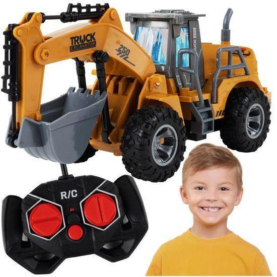 POŠKOZENÝ OBAL Bagr na dálkové ovládání Truck Excavator s pohyblivou lžící 1:36