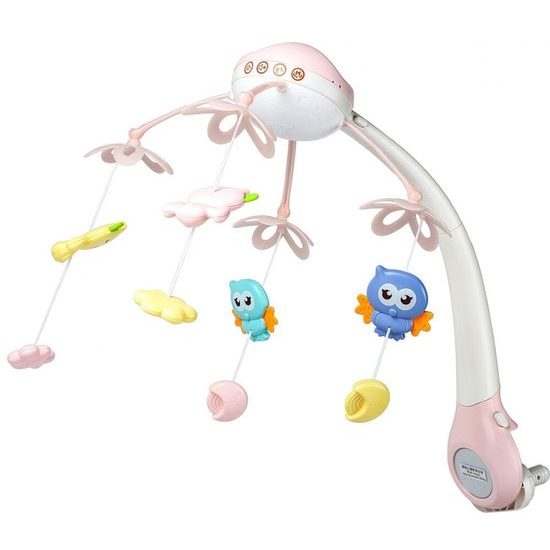 Kolotoč nad postýlku s projektorem a dálkovým ovládáním Night Bell růžový