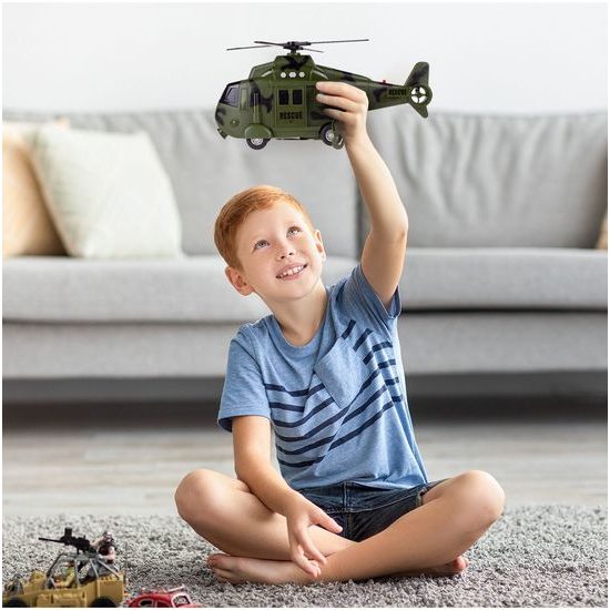 Interaktivní vojenská helikoptéra se světly a zvuky Army Rescue 1:16